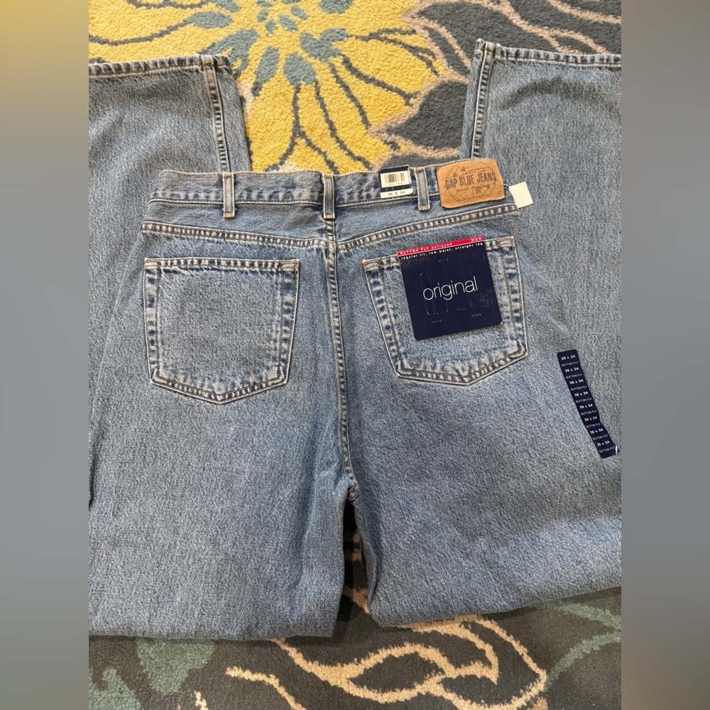 NEW NWT GAP Light Blue Men's Straight leg regular fit button fly Jeans 36x34